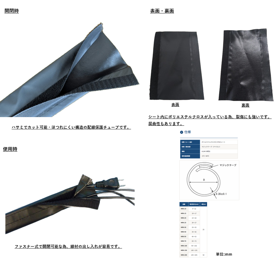 マジックテープ式 配線保護チューブ 【MRX】 – デンカエレクトロン株式会社