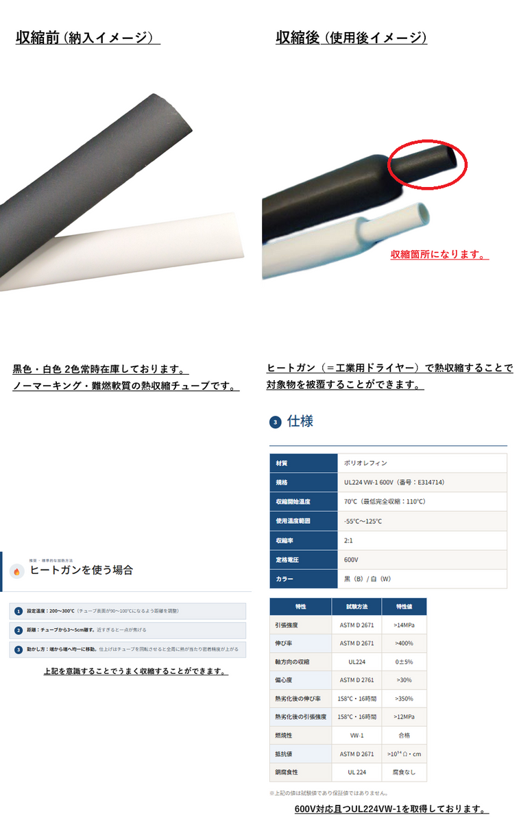 UL熱収縮チューブ リール品黒 【SZF2 B】 – デンカエレクトロン株式会社